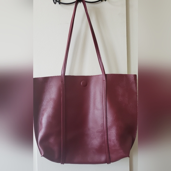 Mellow World Sadie Re Floral Embellished Tote Bag Burgandy - Picture 5 of 6